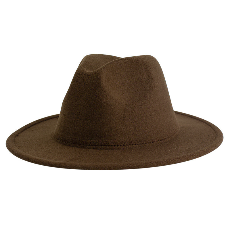 Feltro negro al por mayor estilo británico retro 60 por ciento logotipo bordado de jazz sólido sombrero hombre sombrero de lana sombrero