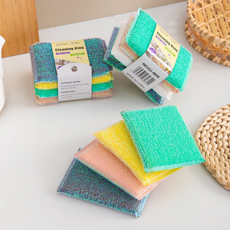 Kitchen Dishwashing and Pot Scrubbing Tool, Steel Wire Household Cleaning Cloth for Removing Grease, Dishwashing Cloth, Sponge, Scouring Pad, Kitchen Cleaning Cloth