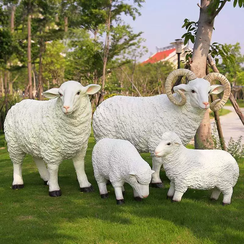 Скульптура овцы из стекловолокна для сада, ландшафта, украшения для сада, газона, детского сада, козы