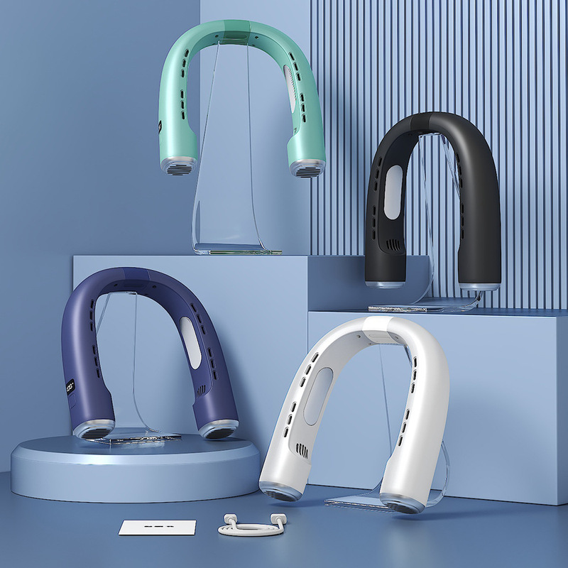新しいホットスタイルポータブル夏首吊り小型ファン屋外扇風機冷却デジタルディスプレイ首吊りファン|undefined