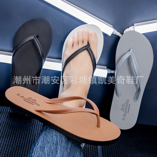Korean-style Couples Thin Strip Fashionable Men's and Women's Clip Leg Outer Wear Flat-bottomed Thailand Travel Beach Rubber Non-slip Flip-flops