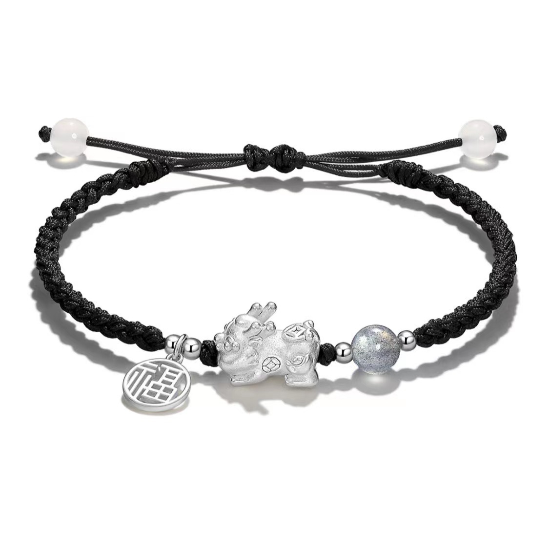 Natural Obsidian And Rose Quartz Pixiu Charm Bracelet For Gift_voghion.com