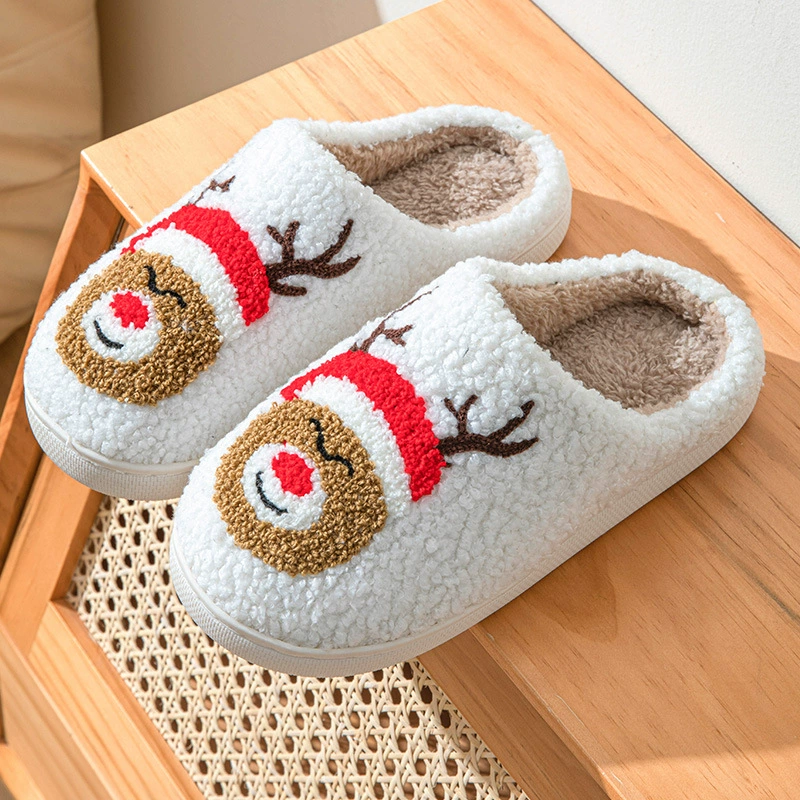 Небольшой заказ рождественская серия трансграничной внешней торговли крытый деревянный пол дома для мужчин и женщин пара тапочки