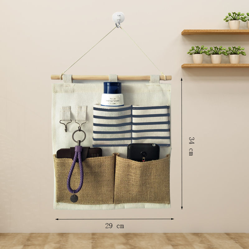 패치워크 블루 스트립 포켓 4개 29*34cm