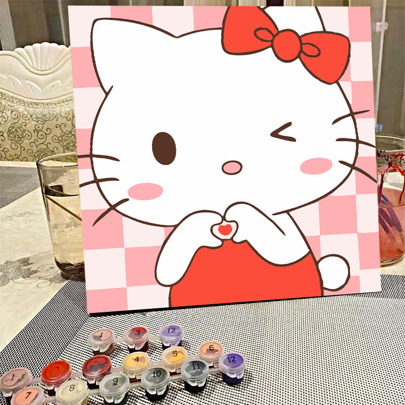 デジタル油絵diyの塗り絵の子供は漫画のアニメを埋めて色を塗ります。|undefined