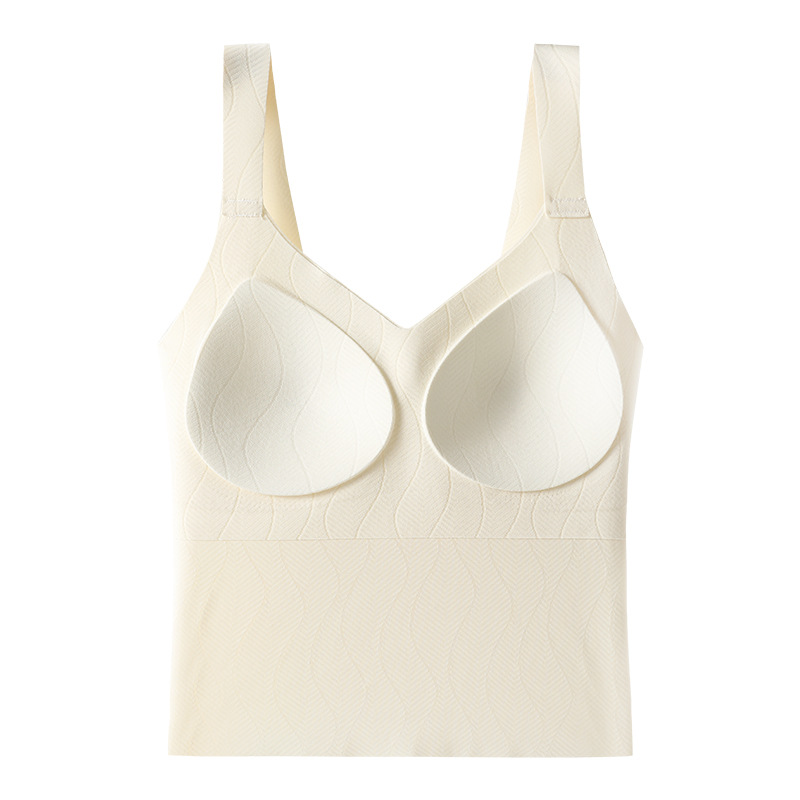 Eslinga larga con espalda hermosa para mujer, almohadilla para el pecho, copa fija, soporte superior, sin costuras, camisola de fondo para mujer