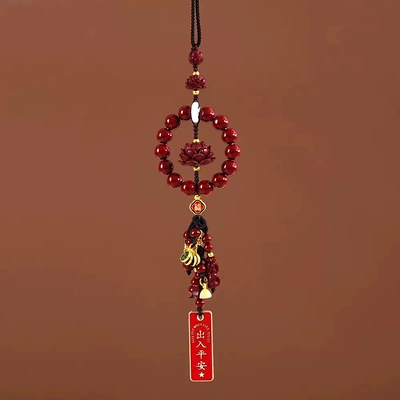Bodhi Lotus Multi-Treasure Car: Car hanging - peaceful-bodhi-cinnabar-car-hanger-cinnabar-lotus-style
