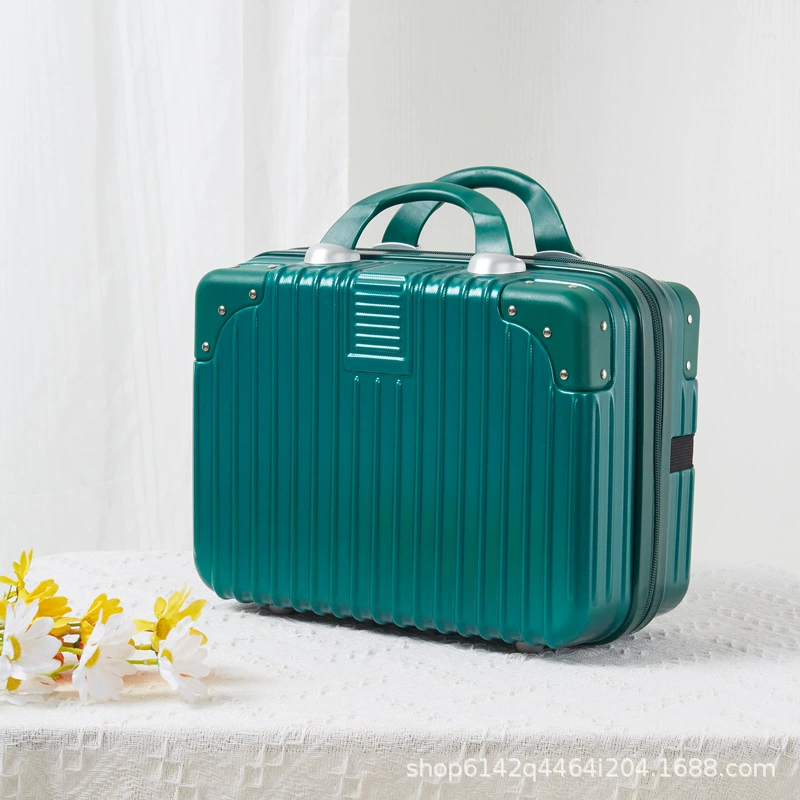 Handheld cosmetic storage box 14-inch suitcase, partitioned interior and portable handle