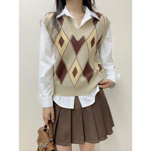 W 35595 V neck sleeveless knit vest V ��������֯���׿���