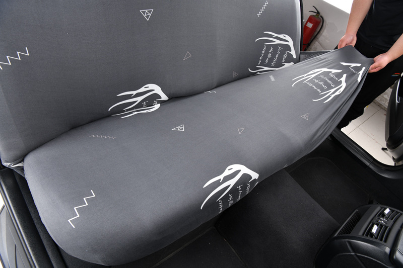 Car rear seat cover set with elastic backrest cover, cushion cover, fabric anti-slip thin model, universal for all seasons
