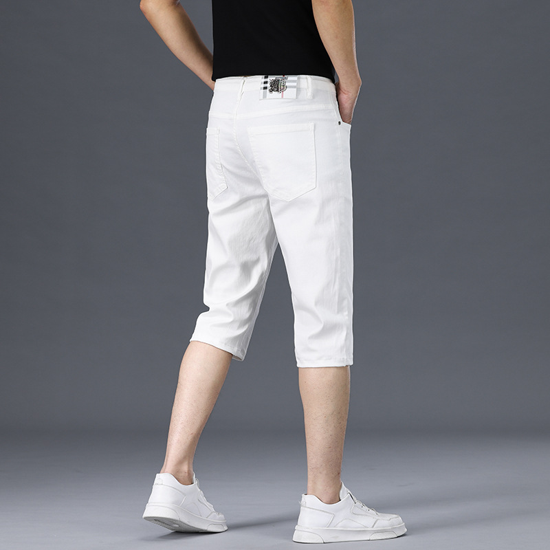 High-end Quality Seven-point Jeans Men's Light Luxury Casual Business Stretch Casual Shorts Summer Thin Horse Pants