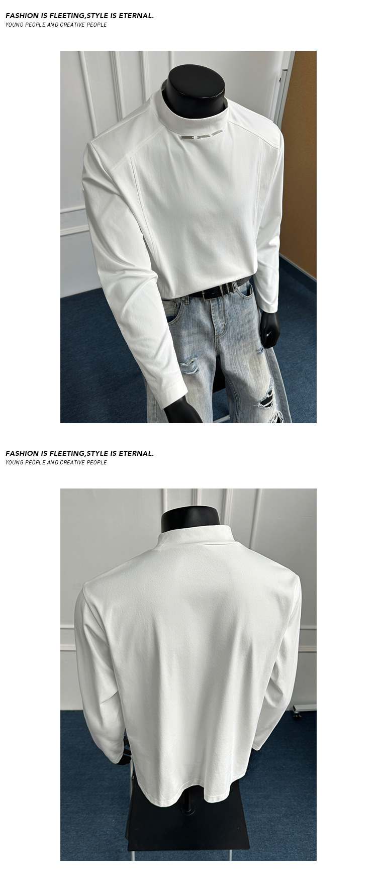 Long-sleeve Men’s T-shirt Casual Deconstructed Style Loose Fit_voghion.com