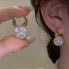 韩国焕彩珍珠耳圈耳扣法式高级感小众设计气质轻奢耳环人鱼姬耳钉