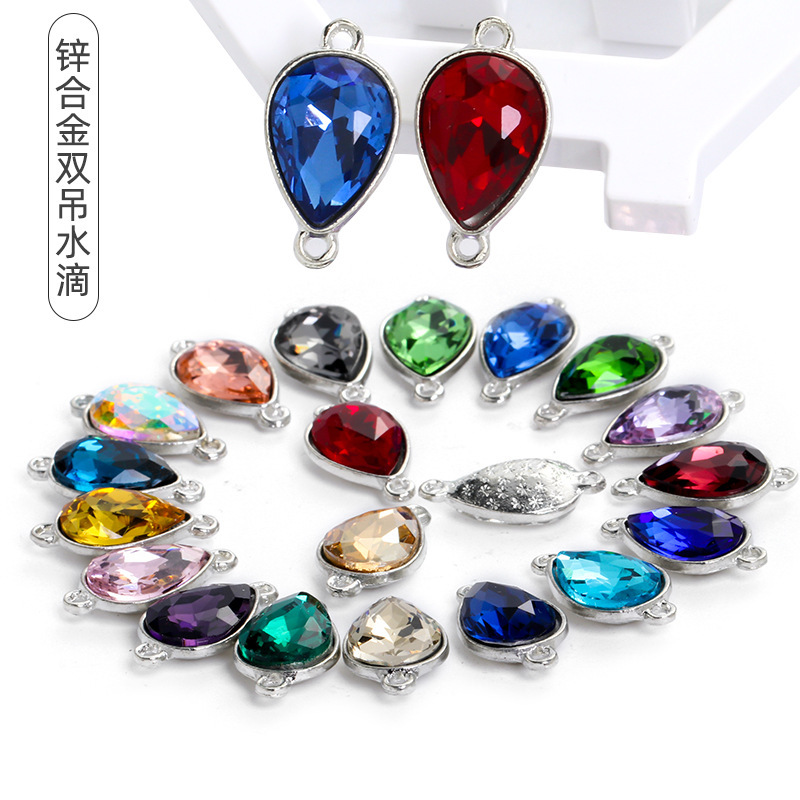 Colorful Stone Inlaid Crystal Water Drop Double Hanging Bracelet Alloy Pendant Pendant Jewelry Accessories Earrings Bracelet Wholesale Colorful Stone Inlaid Crystal Water Drop Double Hanging Bracelet Alloy Pendant Pendant Jewelry Accessories Earrings Bracelet Wholesale