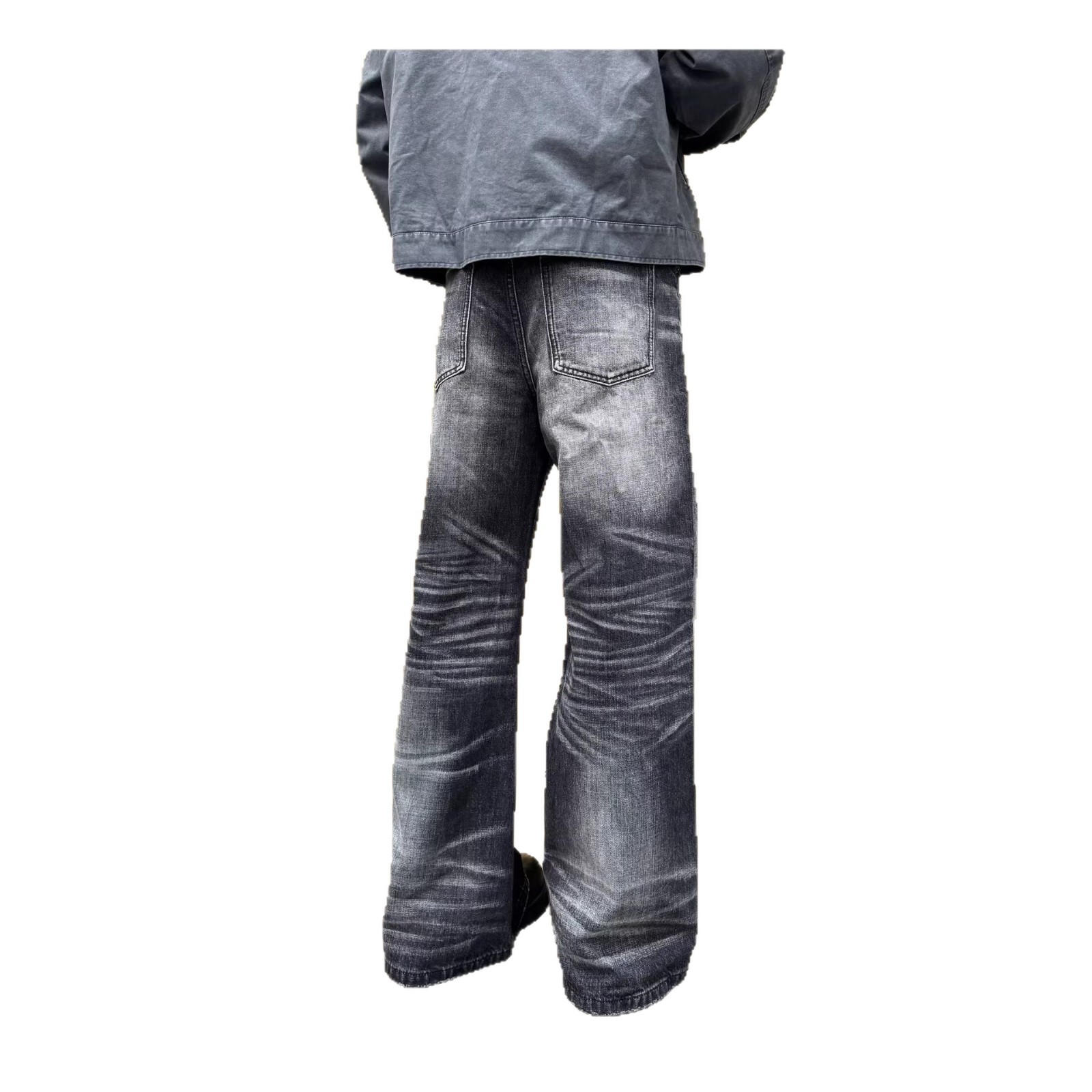 Men's Clothing Men's Style Washed Distressed Jeans Spring Autumn Trendy Retro Loose Straight Leg Wide Leg Casual Trousers_mkmklike.com
