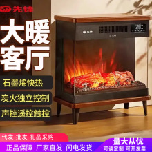 先锋石墨烯取暖器壁炉家用客厅仿真火焰烤炉电暖气语音暖风机GY1R