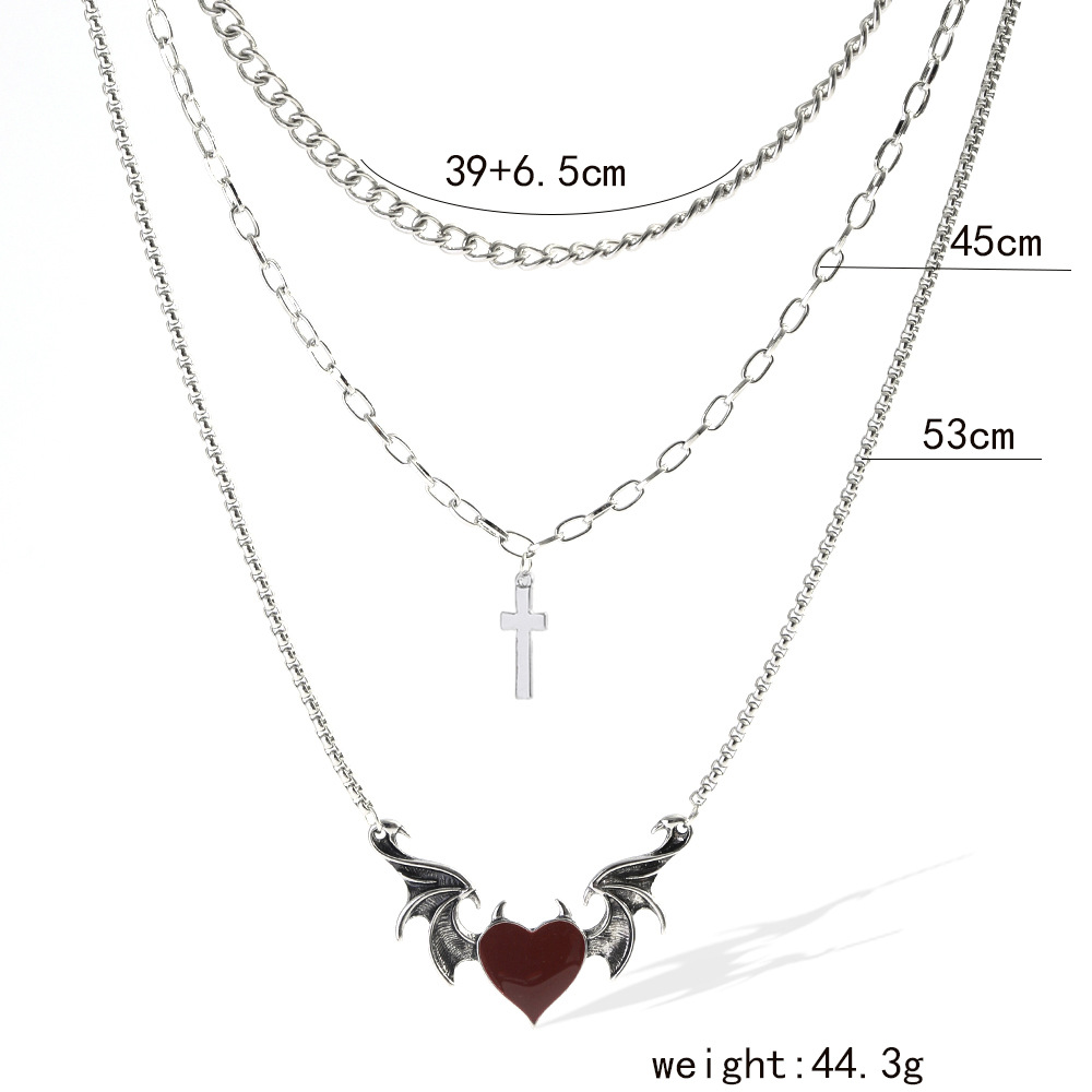 Simple Style Cross Heart Shape Wings Alloy Plating Necklace