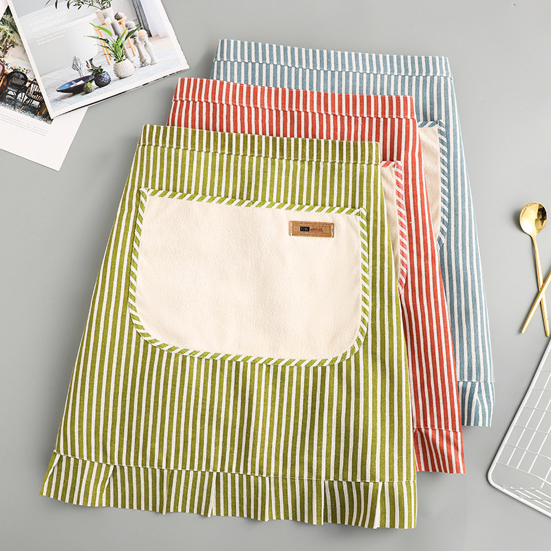 New Half-length Apron Household Women's Kitchen Cooking Fresh Summer Thin Breathable Work Clothes Cotton Linen Short Waist New Half-length Apron Household Women's Kitchen Cooking Fresh Summer Thin Breathable Work Clothes Cotton Linen Short Waist