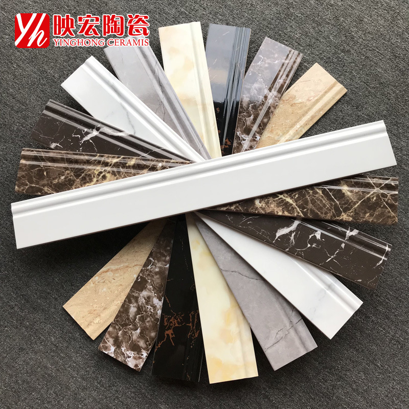 All-ceramic skirting line white American simple-fitting foot line ceramic tile living room floor tile floor corner line marble waveguide line