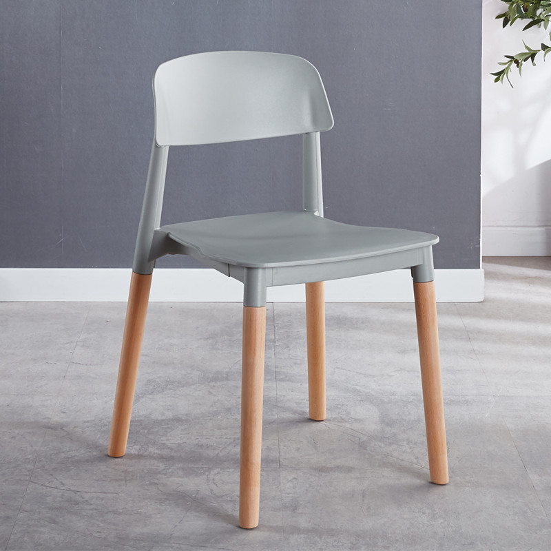 silla de plástico nórdica moderna silla de espera silla de madera maciza silla de respaldo casera para adultos silla de madera maciza