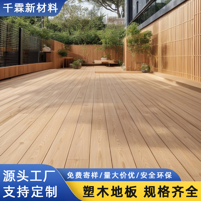 Foshan Manufacturer Wholesale Plastic Wood Flooring for Outdoor Courtyard with Vertical Grain and Round Holes, Anti-Corrosion and Wear-Resistant Engineering Terrace Wood-Plastic Flooring Foshan Manufacturer Wholesale Plastic Wood Flooring for Outdoor Courtyard with Vertical Grain and Round Holes, Anti-Corrosion and Wear-Resistant Engineering Terrace Wood-Plastic Flooring