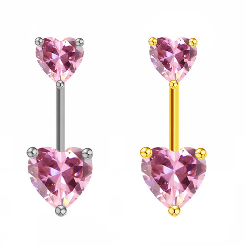 Gabby European and American cross-border heart-shaped navel ring navel ornaments navel nails stainless steel navel ring copper pieces inlaid with zircon navel ring