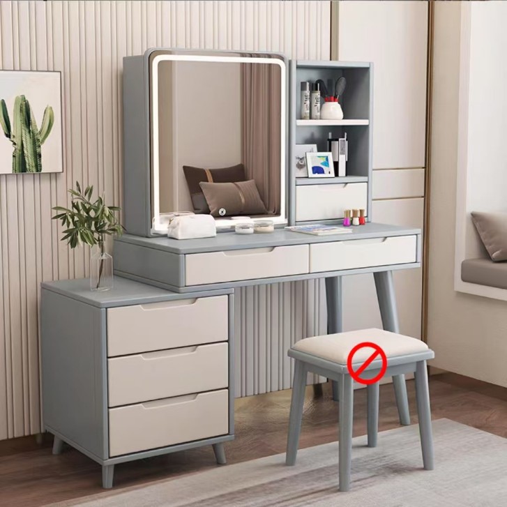 회색 + 흰색 LED 거울, 의자 없음, 좌우 구분 없음