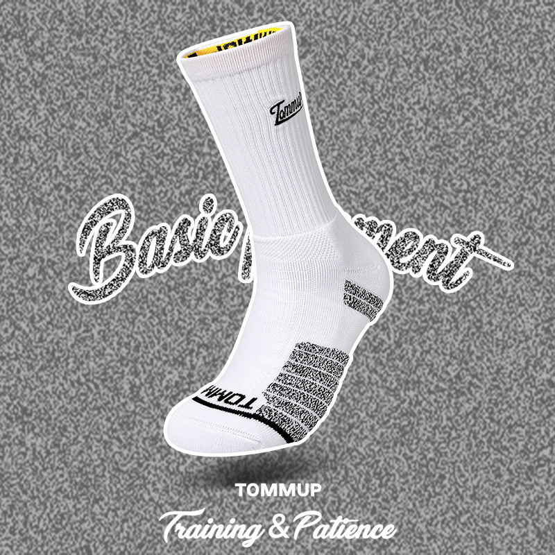 Tommup Basketball Socks Men's Mid-Calf Long-Tube Thickeneded Pure Color Towel Bottom Sports Socks Running Socks Summer Couple Socks