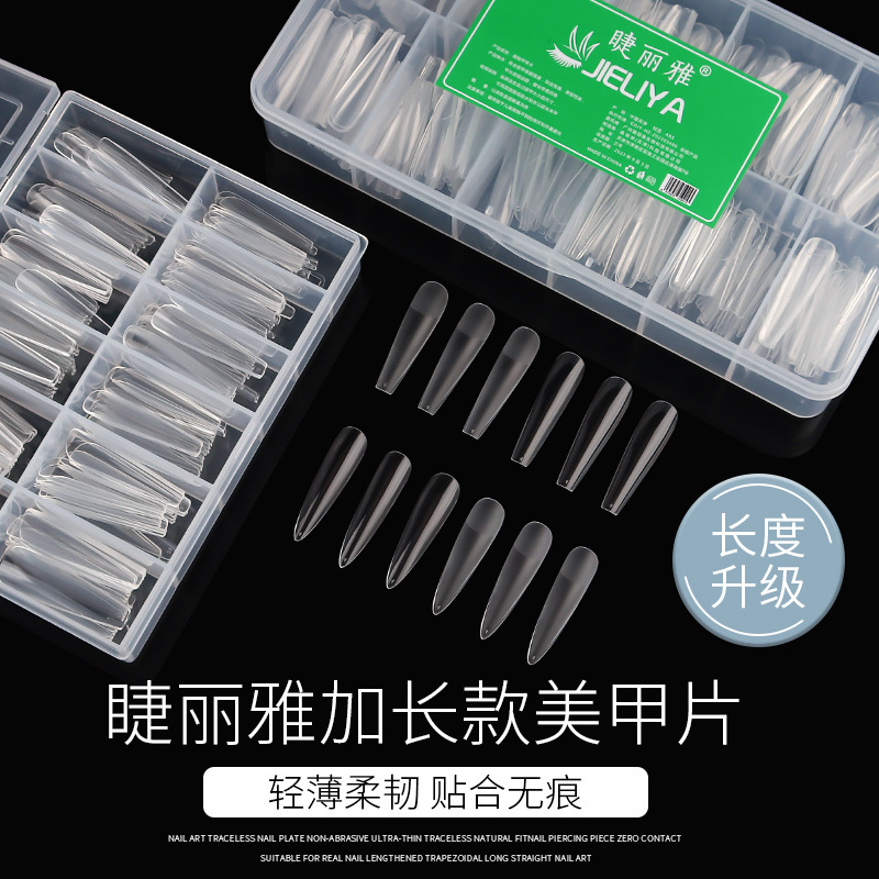 Nails Cross-border Manicure Ultra-long Water Pipe Nail Pieces Fine Dog Fake Nail Patch Lengthened Ultra-thin Traceless Transparent Full Paste