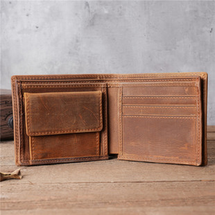 1118 new European and American retro men's leather wallet coin purse factory wholesale short multi-card holder wallet