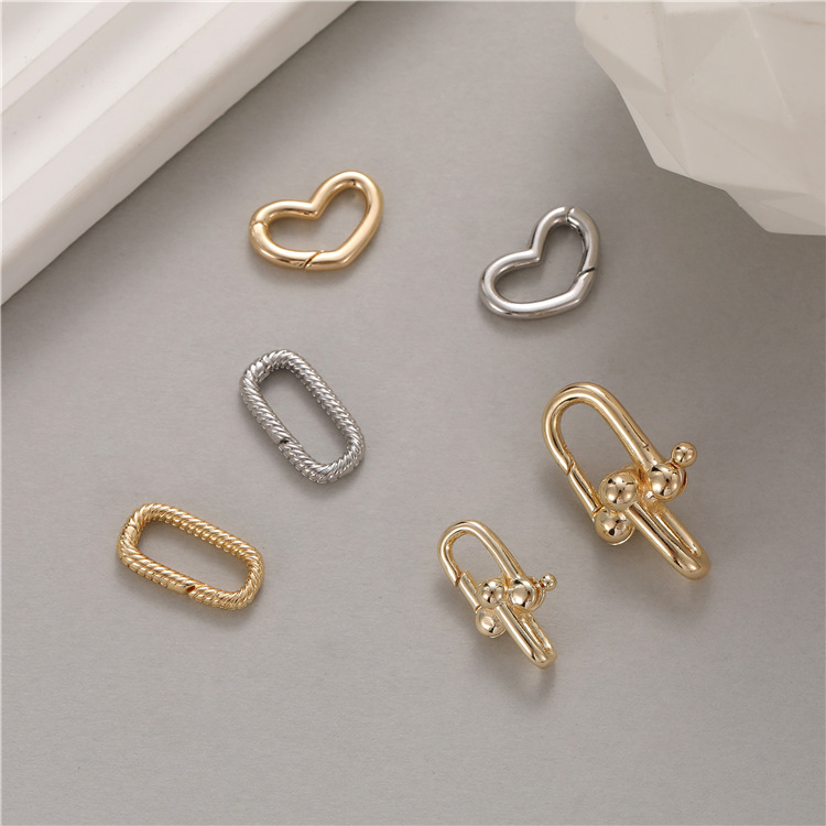 diy Accessories Bicyclic Buckle Spring buckle Connect buckle love square Bracelet Pendant button Jewelry clasp