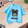 Light blue flower bow girl tabk