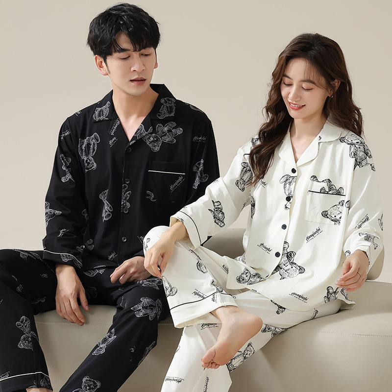 Couple Pajamas Women's 2025 New Spring and Autumn Rack Cotton Long Sleeve Cute Women's Outwear Men's Home Clothes suit