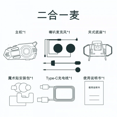 Motorcycle Helmet Headset Smart Interconnection Real-Time Intercom - soft-label-hard-label-two-in-one-set