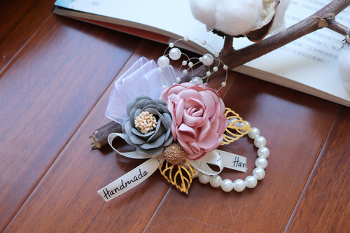 Retro pin brooch wedding groom bride corsage bridesmaid sister group wedding banquet wrist flower groomsmen corsage