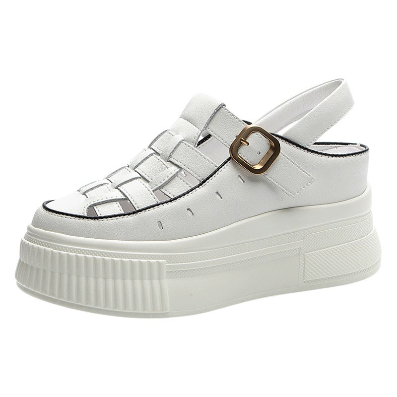 Летние маленькие размеры, новая женская обувь с полой платформой, увеличивающая рост, дышащие удобные универсальные тапочки, повседневные римские сандалии, женские