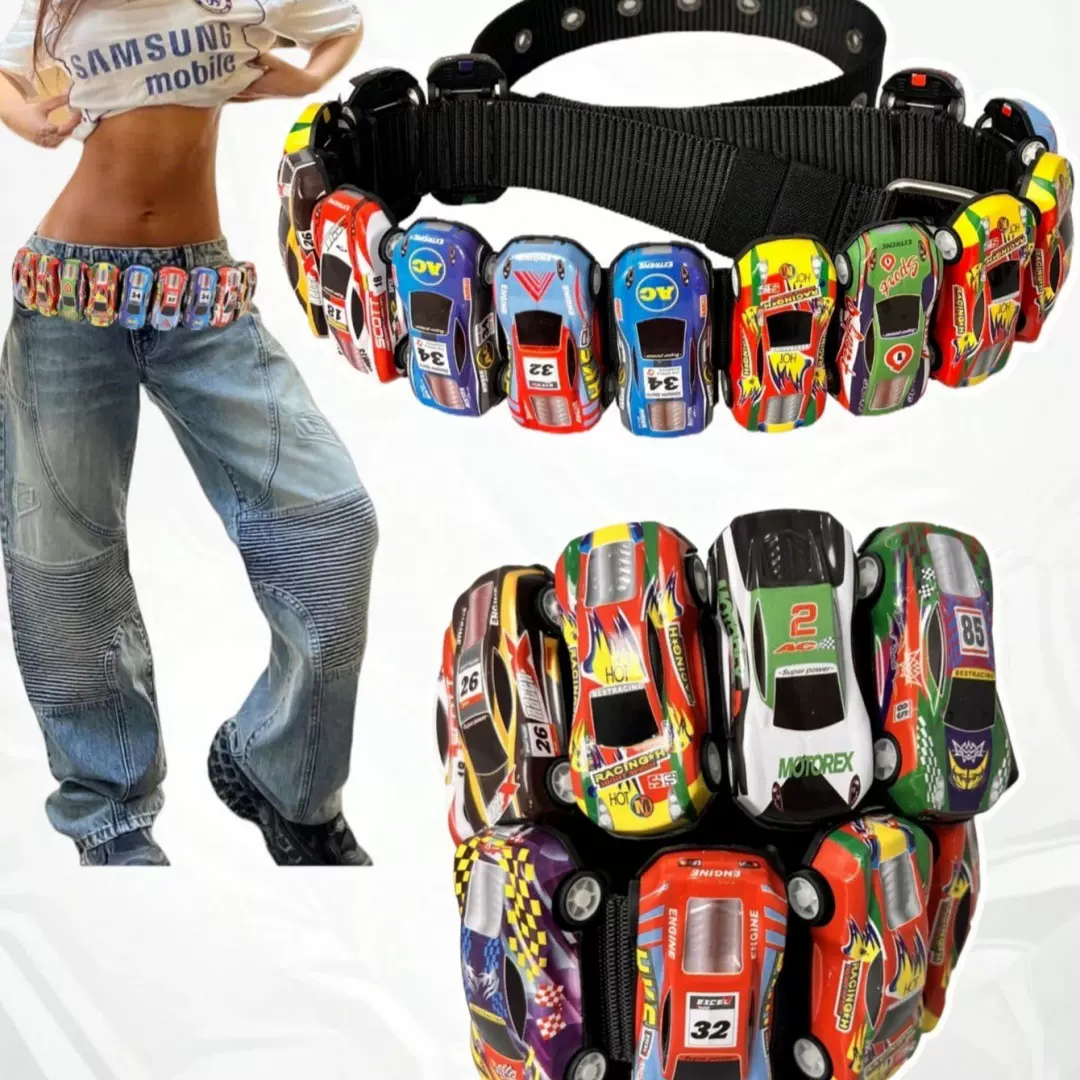 Diy汽车腰带玩具车腰带卡通漫画车尼龙腰带小车赛车腰 礼物腰带