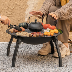 Outdoor fire pit heating table barbecue stand, home charcoal fire pit for cooking tea