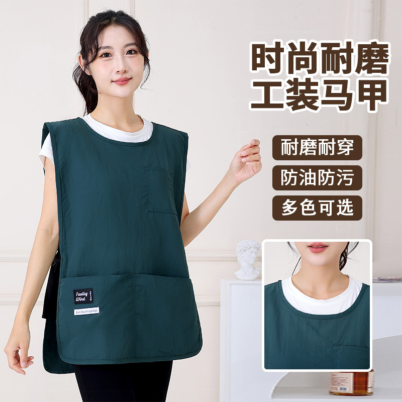 エプロン一枚一枚防水汚れ防止女性高颜値作業服韓国版キッチン馬甲logoスポット卸売り|undefined