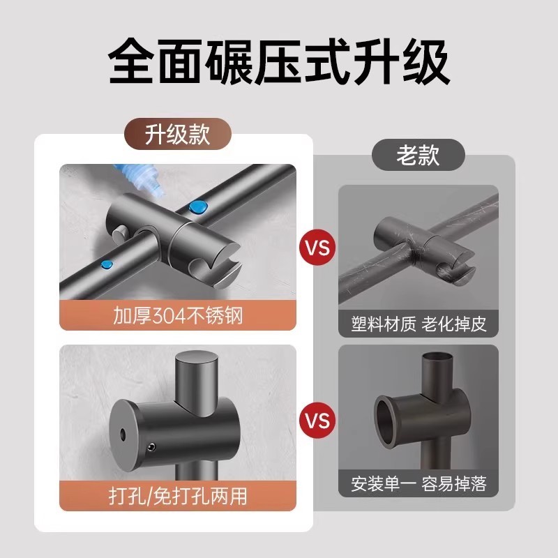 免打孔升降杆淋浴器配件花洒支架浴室淋雨喷头不锈钢可调节固定杆|undefined