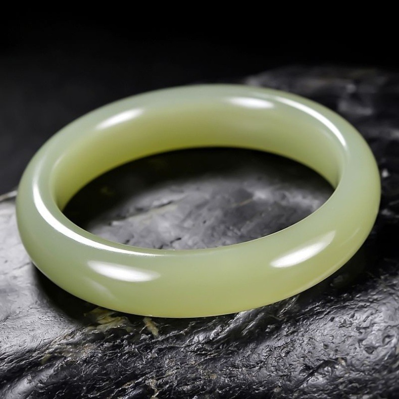 Vòng tay ngọc bích Hetian Tân Cương tự nhiên màu xanh trứng vịt – đường kính trong 54–64 mm chi tiết 16