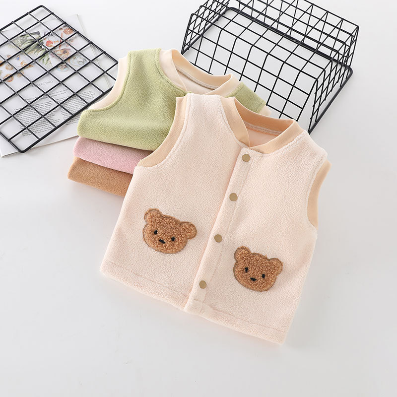 Niños y Niñas bebé otoño e invierno chaleco forrado de lana chaleco cálido infantil chaleco de los niños medio y pequeño chaleco de los niños superior suave