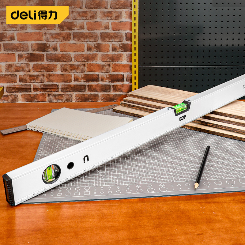 得力工具DL700800B磁性型水平尺 铝合金水平测量尺 水平仪800mm