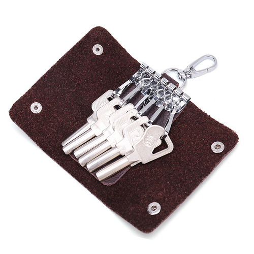 Factory Wholesale Keychains: Japanese & Korean-Style Portable Cowhide Car Key Cases—Perfect Corporate Gifts for Business Events and Thank-You Tokens