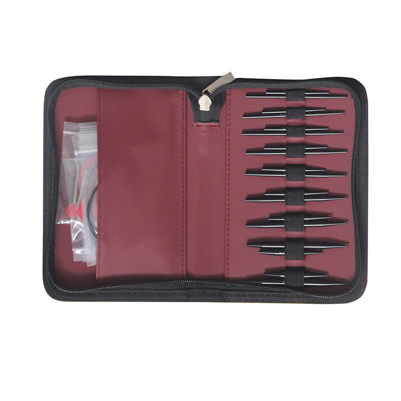 5 8 mangueras de aguja de anillo desmontable de alúmina negra juego de aguja de aluminio herramienta de tejido de aguja de anillo de cuerda intercambiable de aguja de aluminio