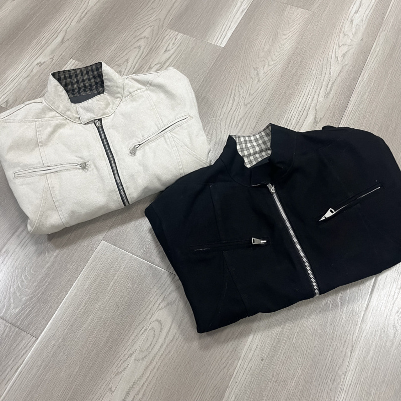 ZE Harrington Jacket, second generation, cleanfit, heavyweight washed canvas, casual, stand-up collar, boxy, short, and wide-cut outerwear