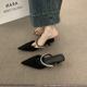French Style High-grade Rhinestone Half Slippers with Baotou for Women 2025 New Pointed High Heel Muller Shoes