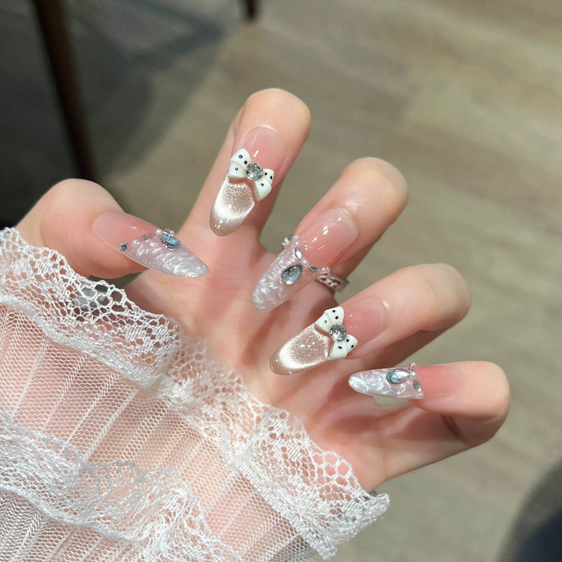 Yarn de estrella suave puro ojo de gato hecho a mano para usar uñas de alto nivel, parches de uñas falsas blanqueadoras, productos terminados de manicure. image 5