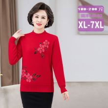 中老年妈妈装半高领加厚一体绒毛衣奶奶冬季加绒大码220斤打底衫