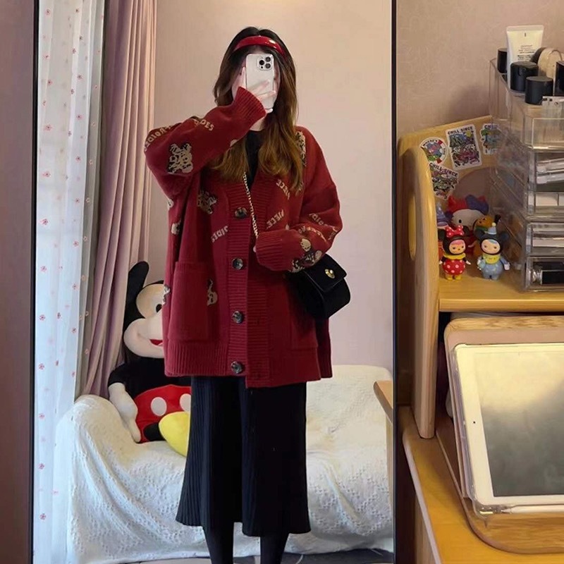 플러스 사이즈 임산부의 가을과 겨울 두꺼운 스웨터 2 조각 세트 인터넷 연예인 인기 패션 느슨한 임산부를위한 새로운 세트 원피스